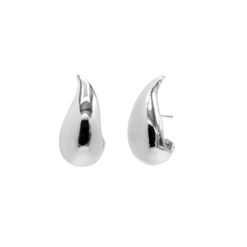 Solid Curved Teardrop Hoop Earring
