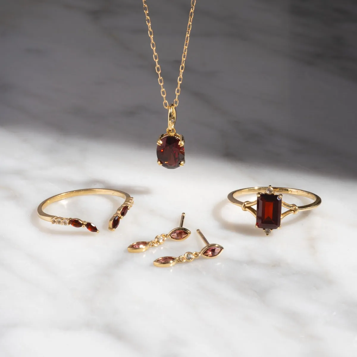 Solid Gold 2025 January Capsule Delicate Garnet Drop Earrings