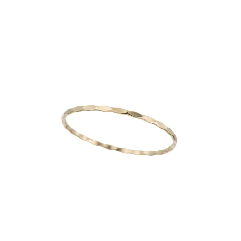 Solid Gold Delicate Hammered Band, 14k
