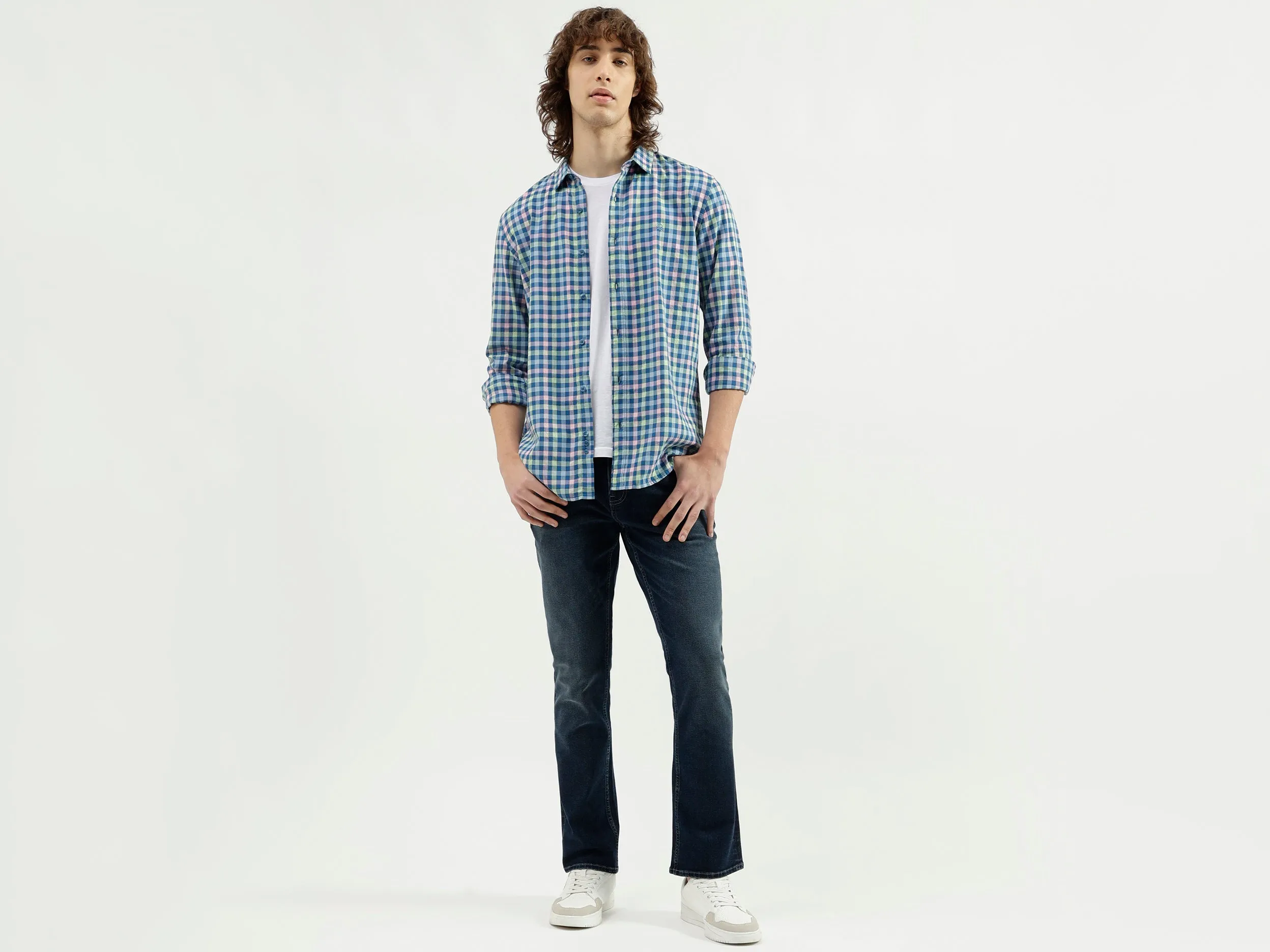 Solid Pattern Boot-Leg Fit Jeans