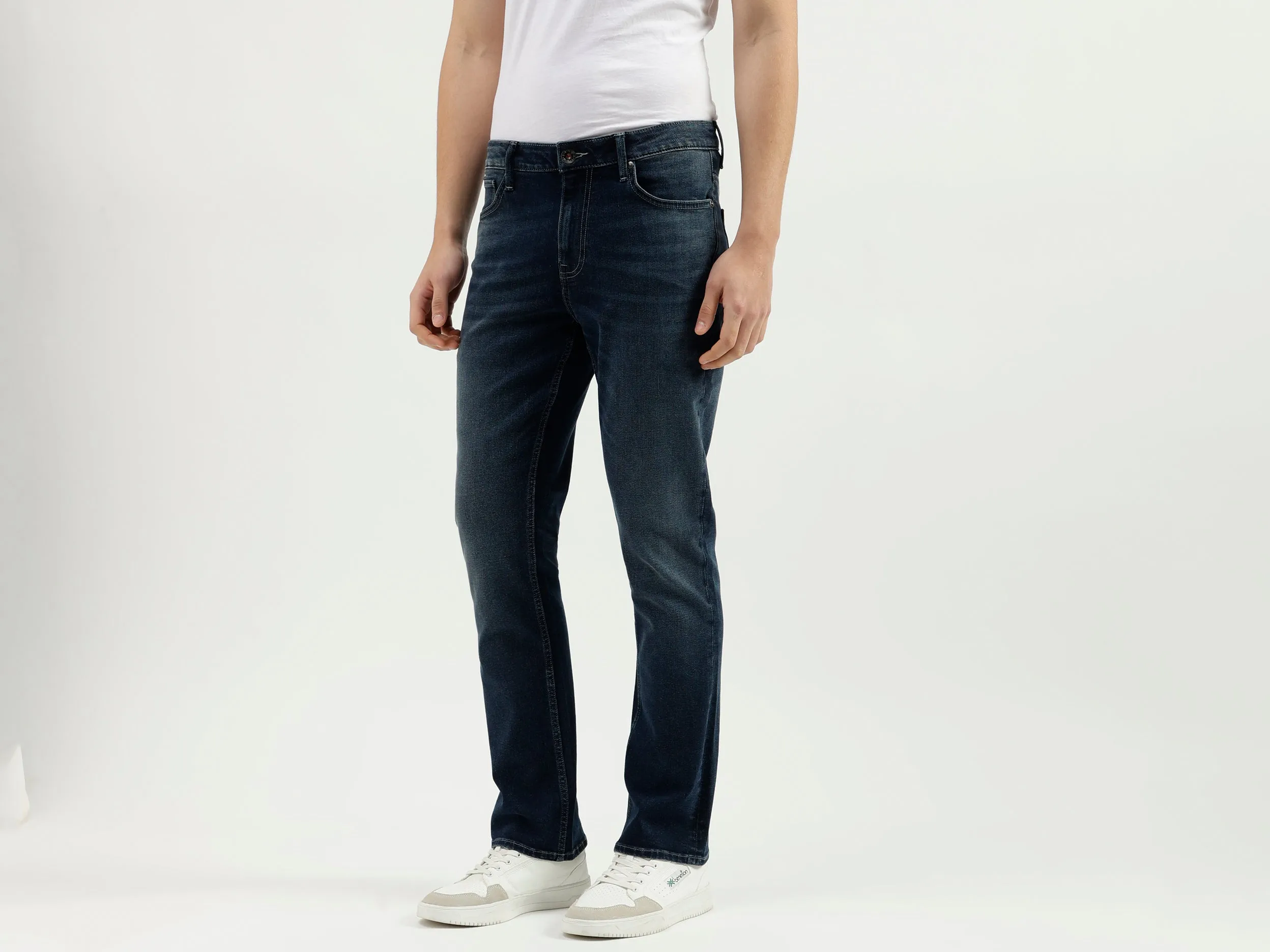Solid Pattern Boot-Leg Fit Jeans