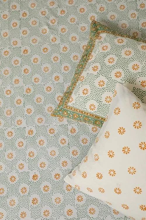 Sootisyahi 'Sparkling Yellow' Handblock Printed Cotton Bedsheet