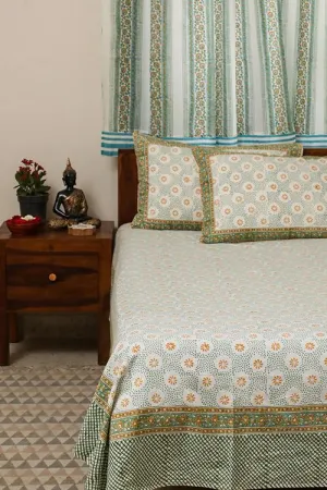 Sootisyahi 'Sparkling Yellow' Handblock Printed Cotton Bedsheet