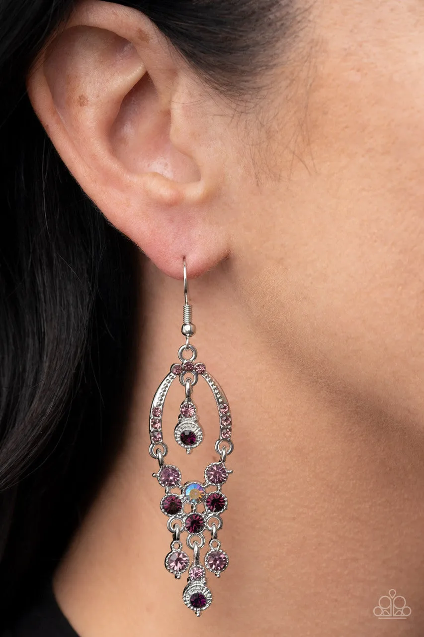Sophisticated Starlet - Purple - Iridescent Rhinestone Chandelier Paparazzi Fishhook Earrings