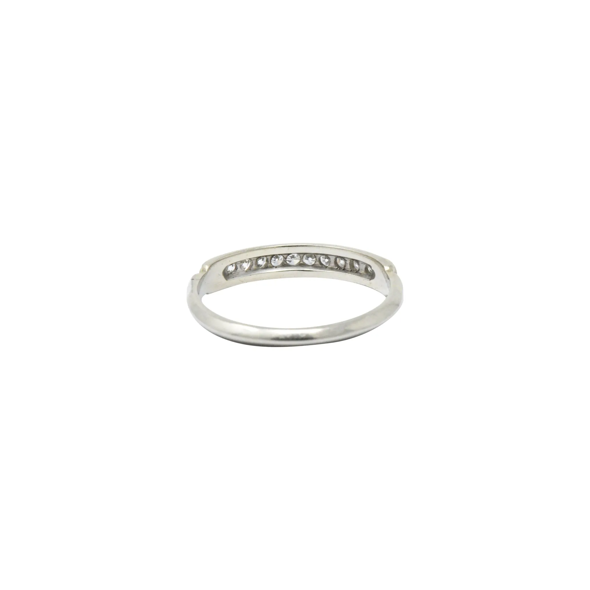 Sparkling Diamond 14 Karat White Gold Wedding Band Stackable Ring