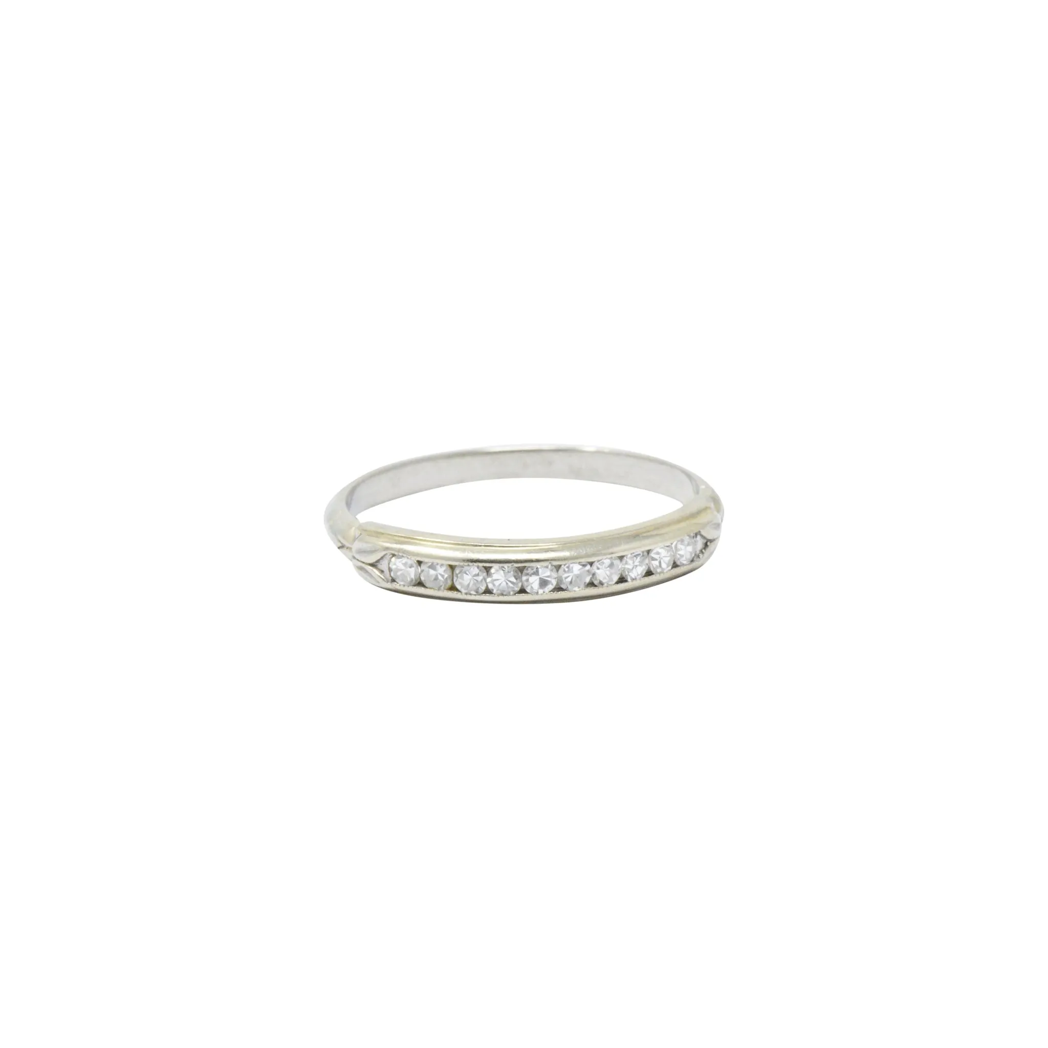 Sparkling Diamond 14 Karat White Gold Wedding Band Stackable Ring