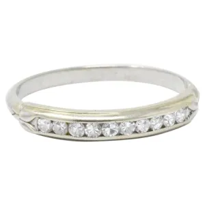 Sparkling Diamond 14 Karat White Gold Wedding Band Stackable Ring