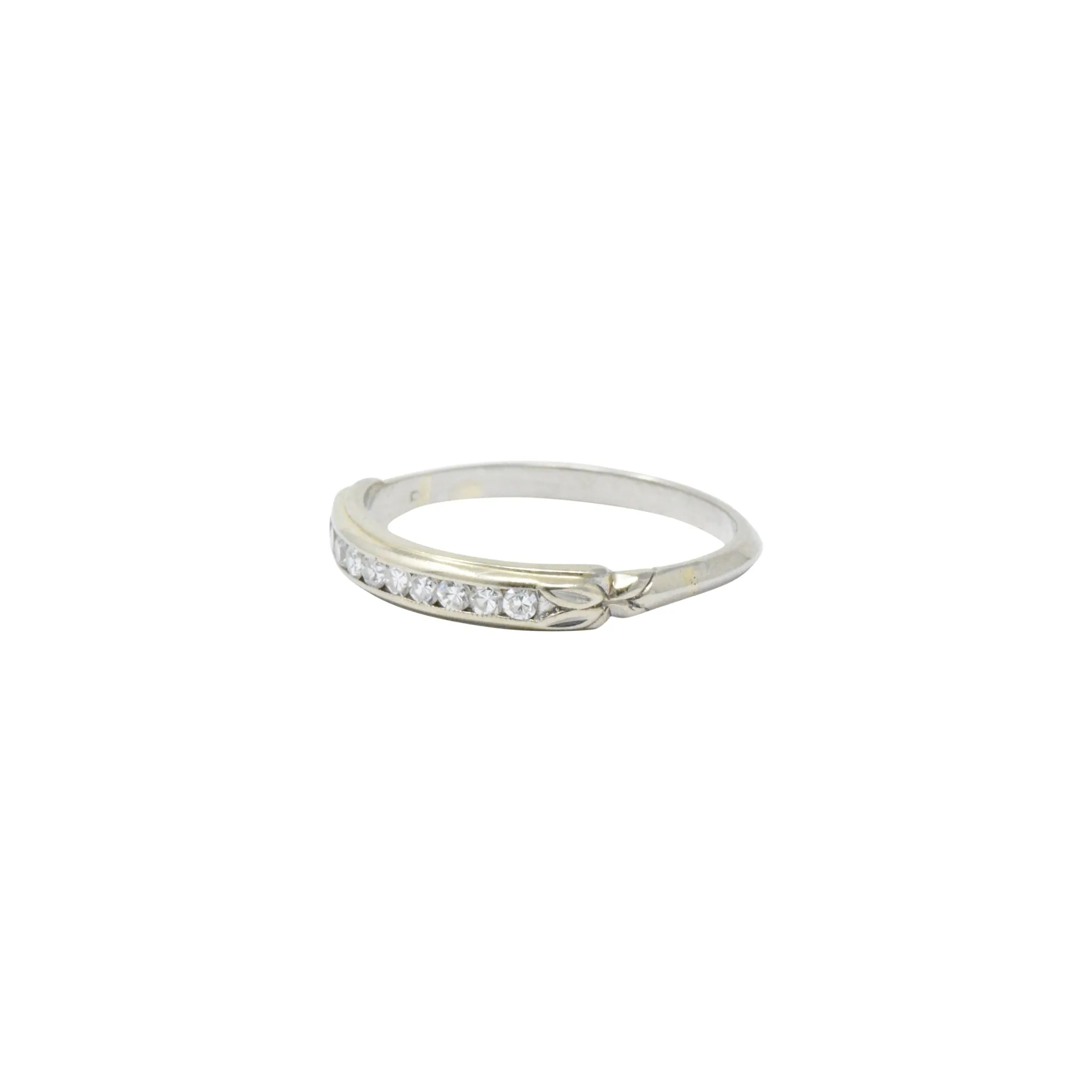 Sparkling Diamond 14 Karat White Gold Wedding Band Stackable Ring
