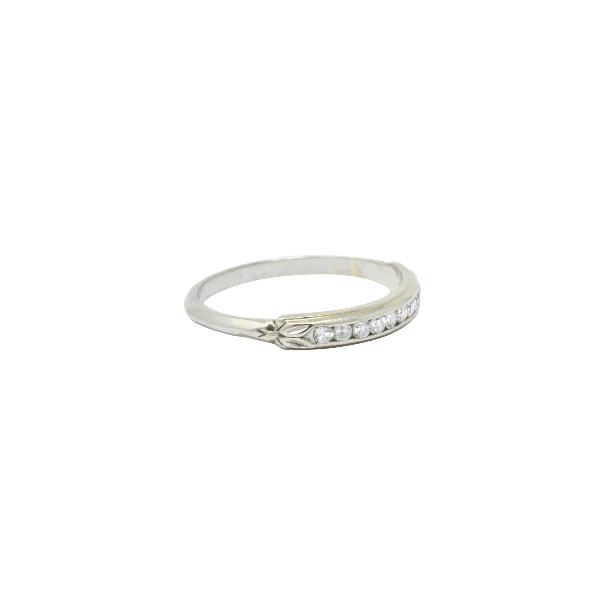 Sparkling Diamond 14 Karat White Gold Wedding Band Stackable Ring