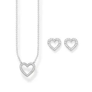 Sparkling Heart Studs & Necklace Set