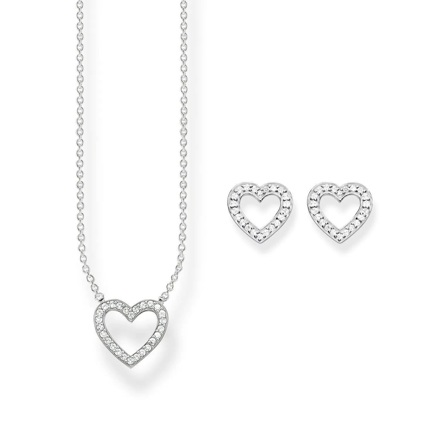 Sparkling Heart Studs & Necklace Set