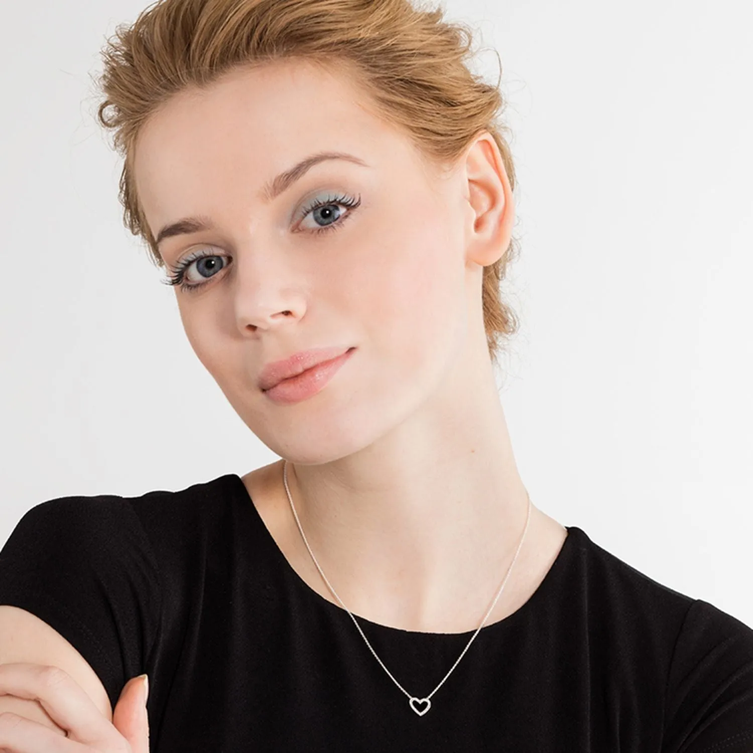 Sparkling Heart Studs & Necklace Set