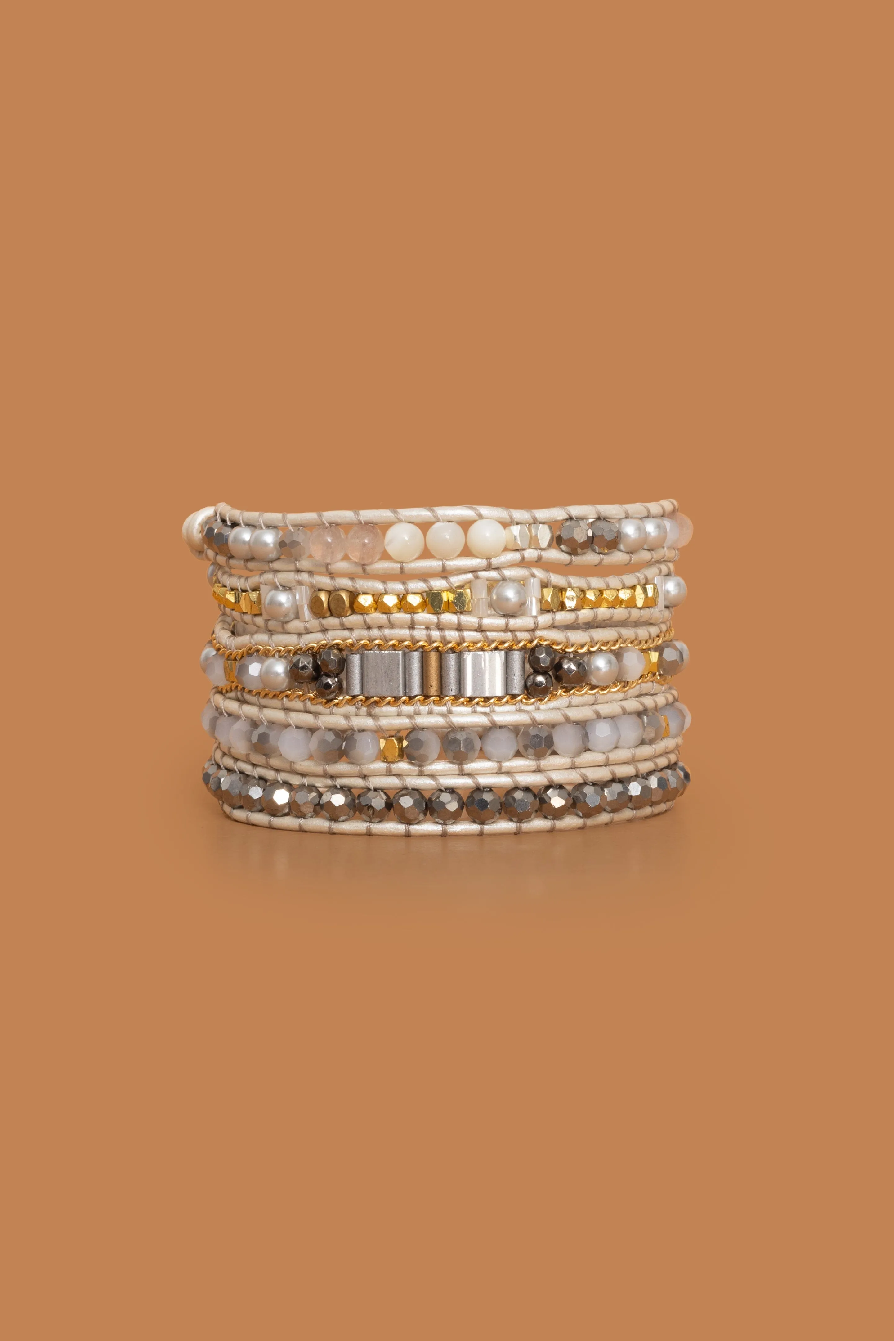 Sparkling Silver Five Layer Wrap