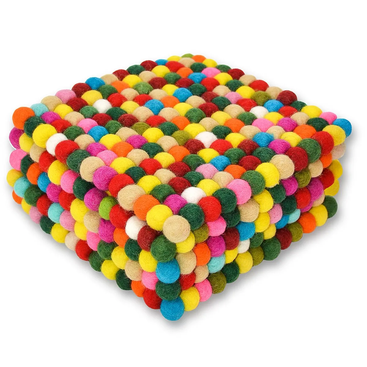 Square Pom-pom Trivets- Yellow Combination