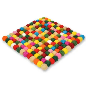 Square Pom-pom Trivets- Yellow Combination