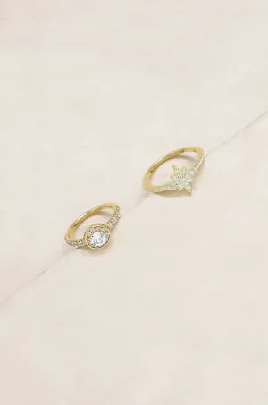 Star Studded Crystal 18k Gold Plated Ring Set