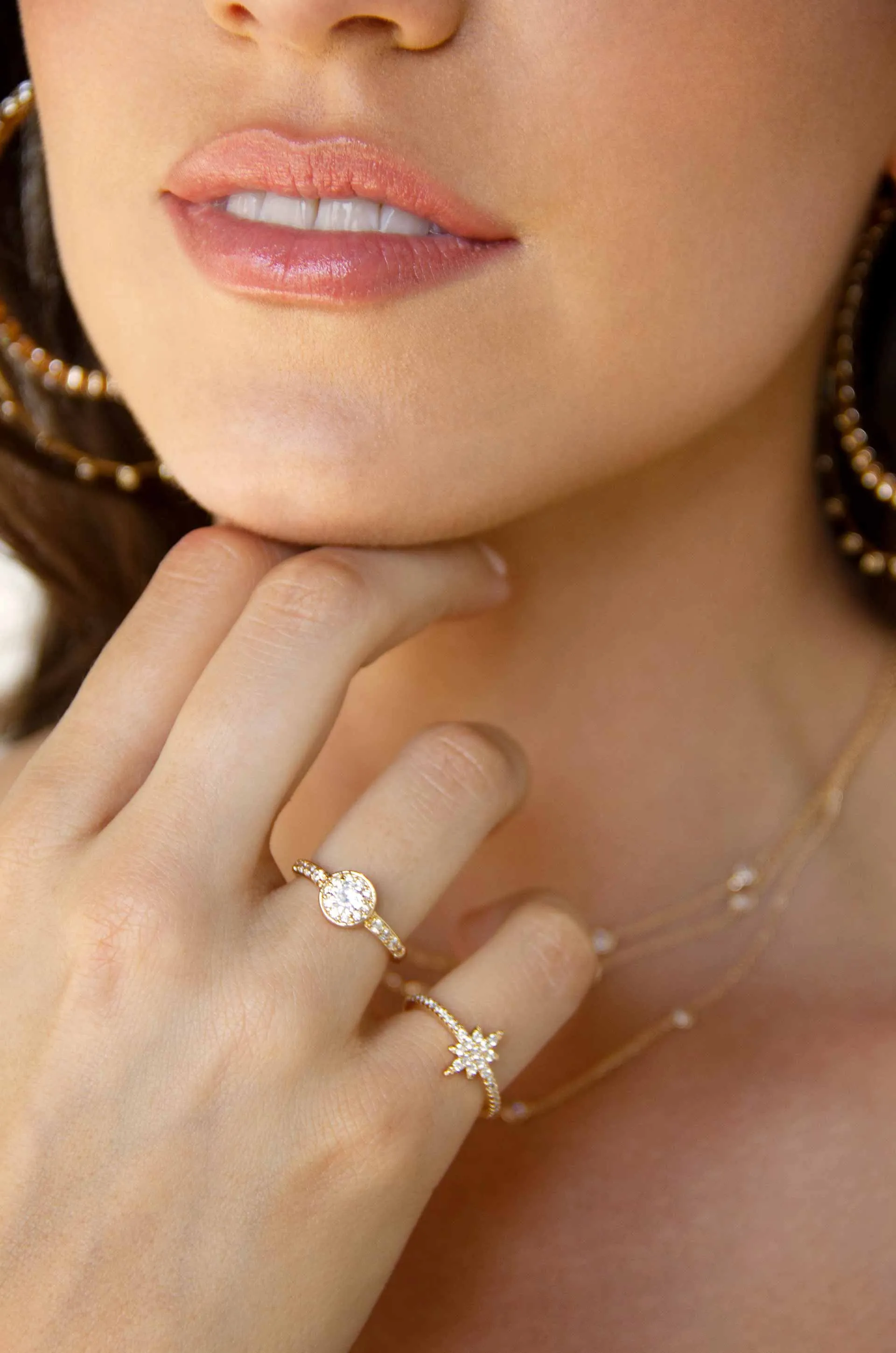 Star Studded Crystal 18k Gold Plated Ring Set