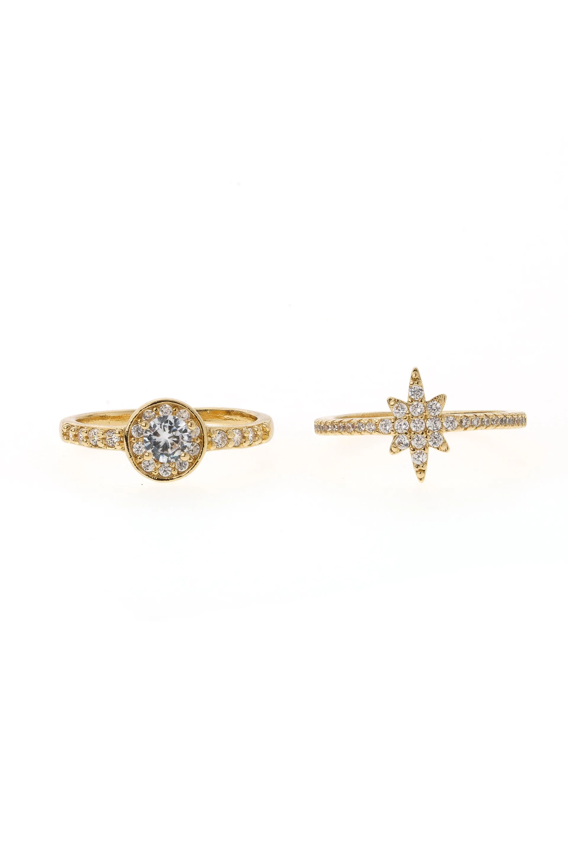 Star Studded Crystal 18k Gold Plated Ring Set