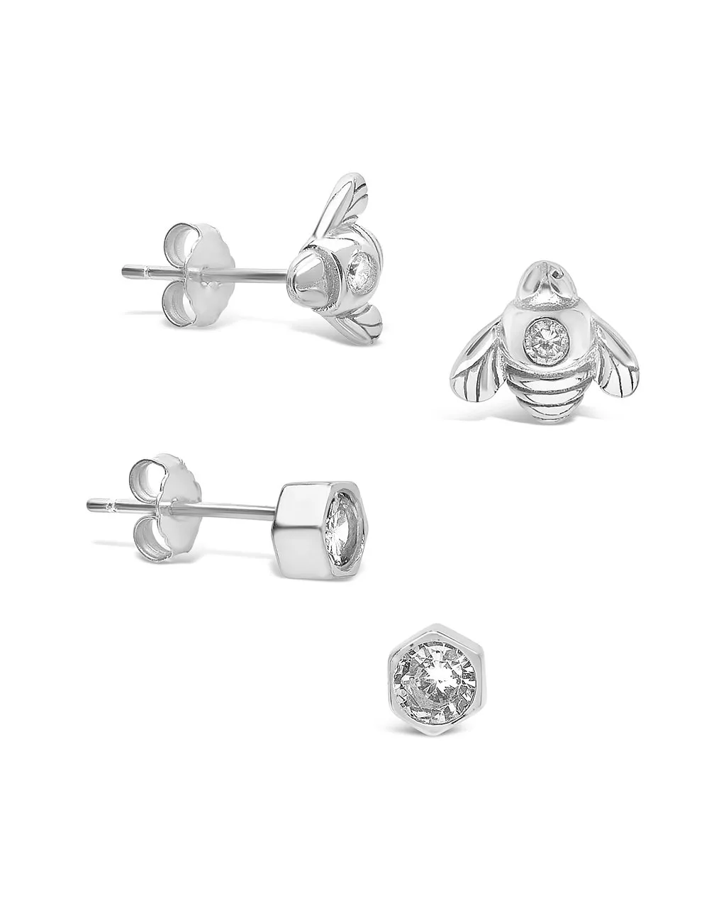 Sterling Silver Bee Stud Set of 2