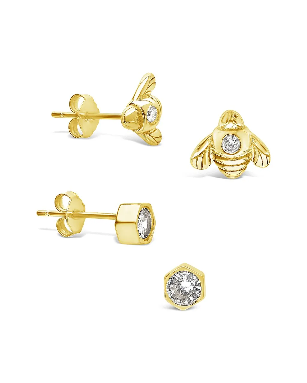 Sterling Silver Bee Stud Set of 2