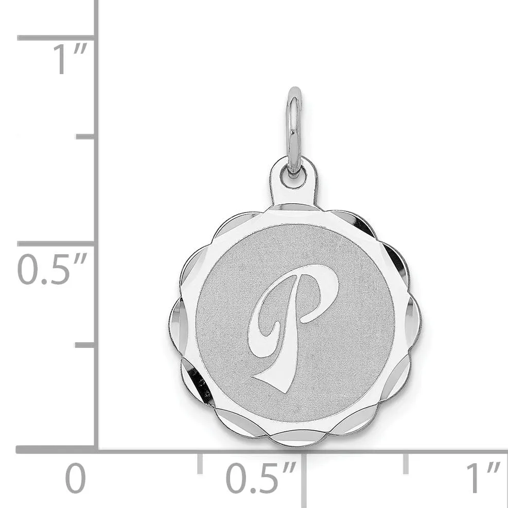 Sterling Silver Brocaded Initial P Charm