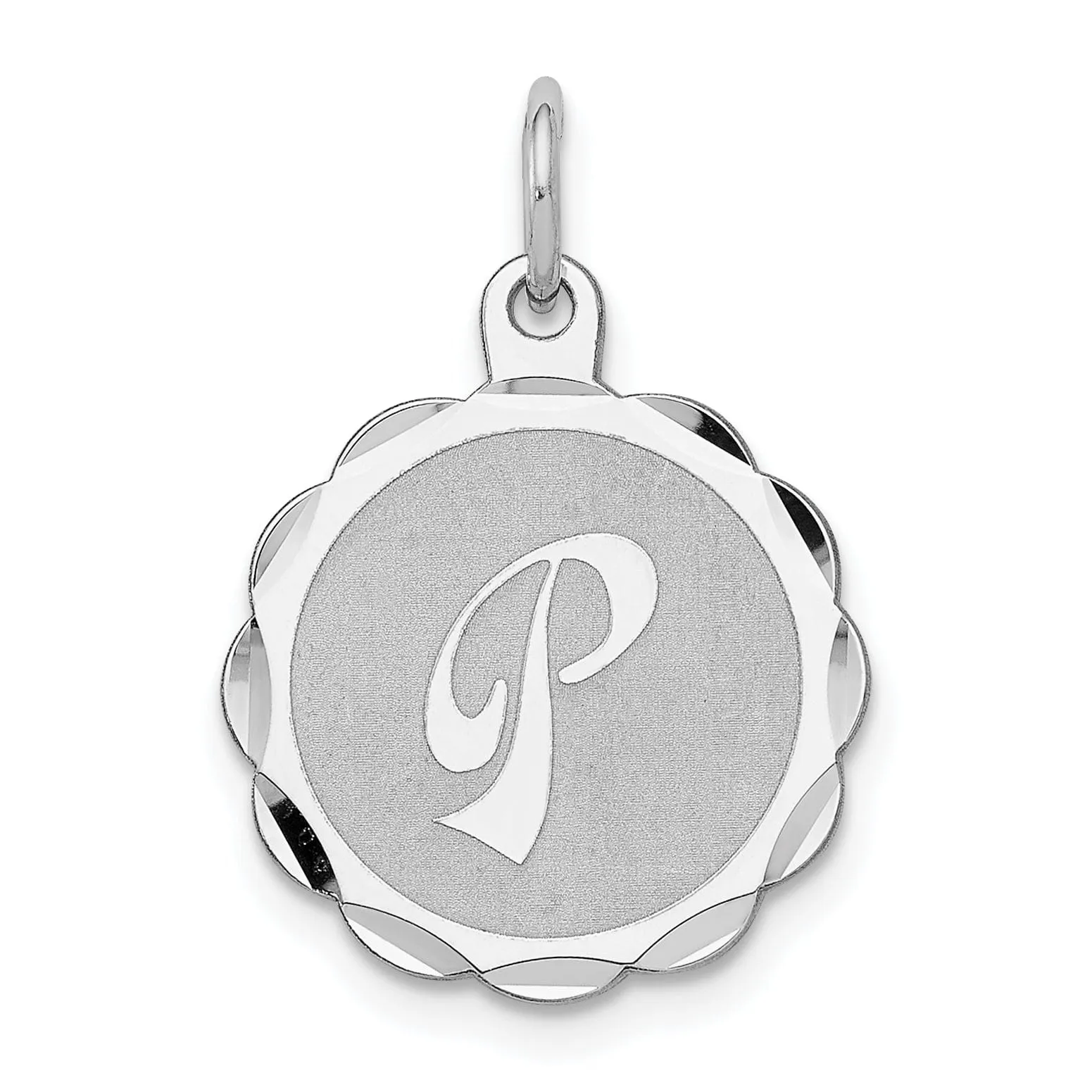 Sterling Silver Brocaded Initial P Charm