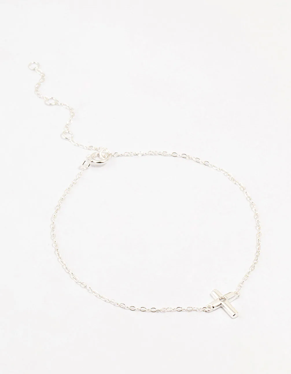 Sterling Silver Clean Cross Bracelet