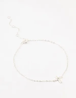 Sterling Silver Clean Cross Bracelet