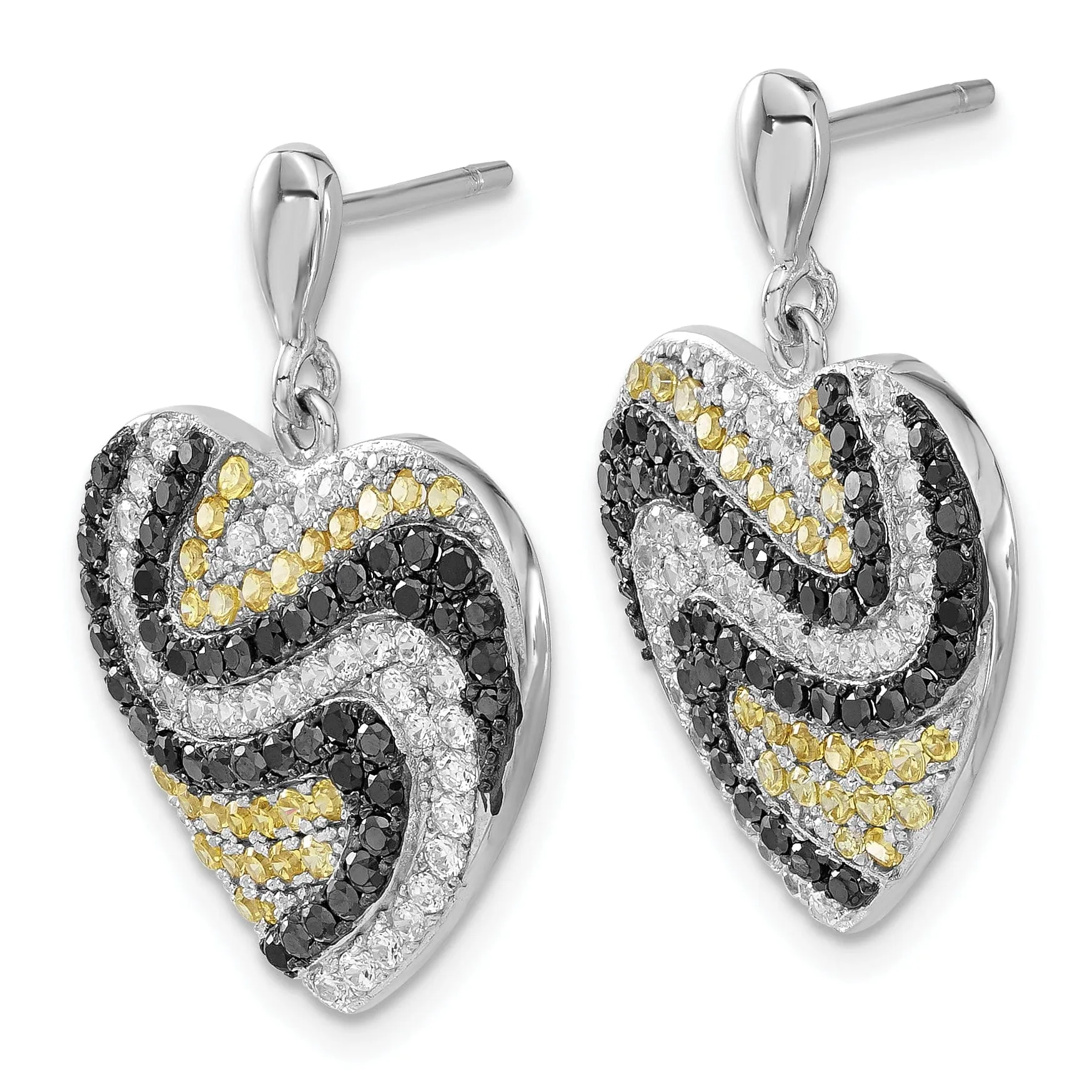 Sterling Silver Cubic Zirconia Heart Earrings