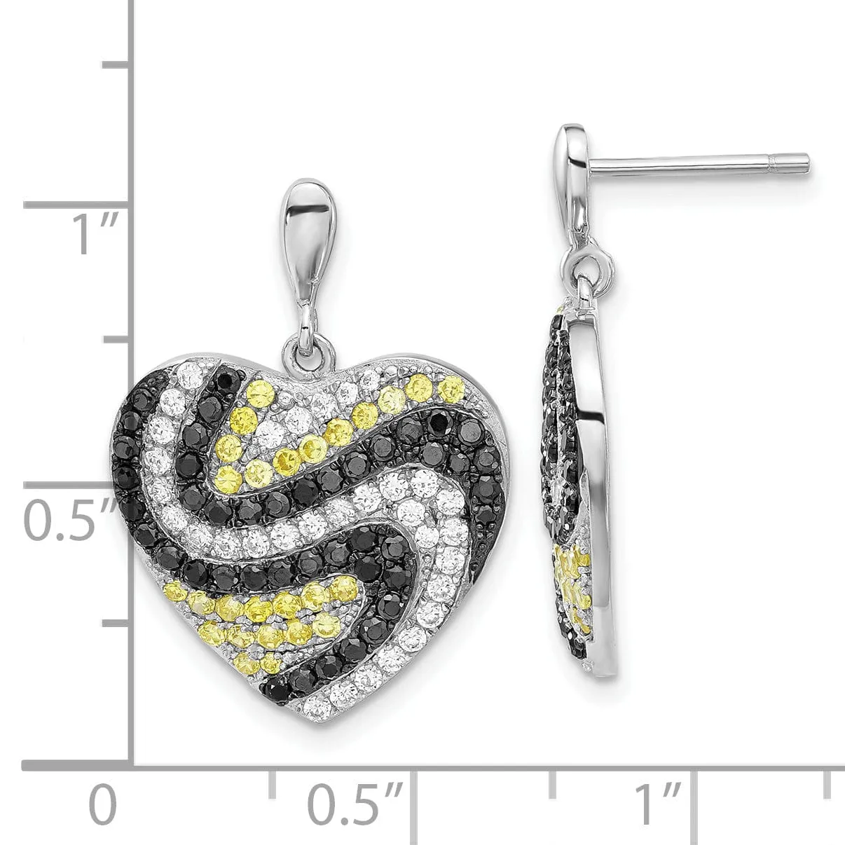 Sterling Silver Cubic Zirconia Heart Earrings
