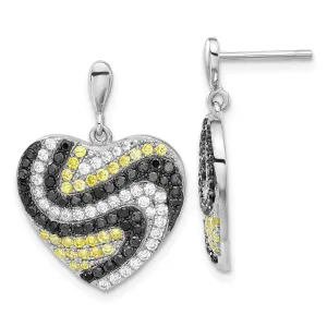 Sterling Silver Cubic Zirconia Heart Earrings