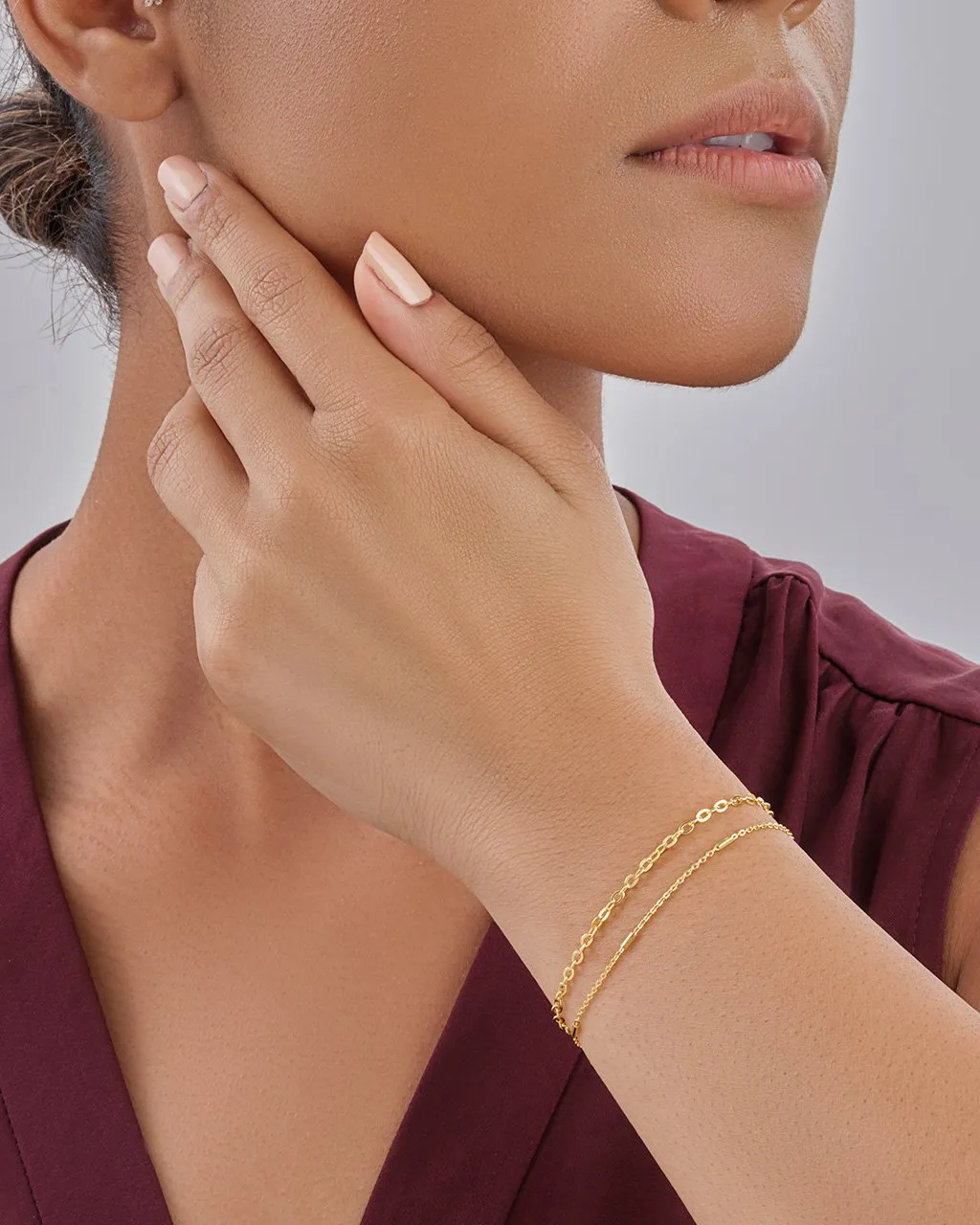 Sterling Silver Delicate 2 Layer Chain Bracelet