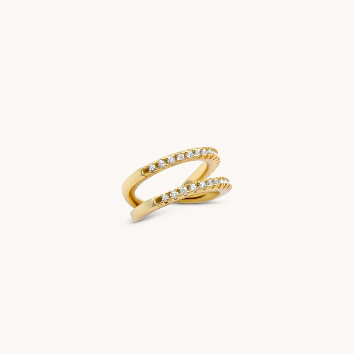 Sterling Silver Double Crystal Ear Cuff, Gold