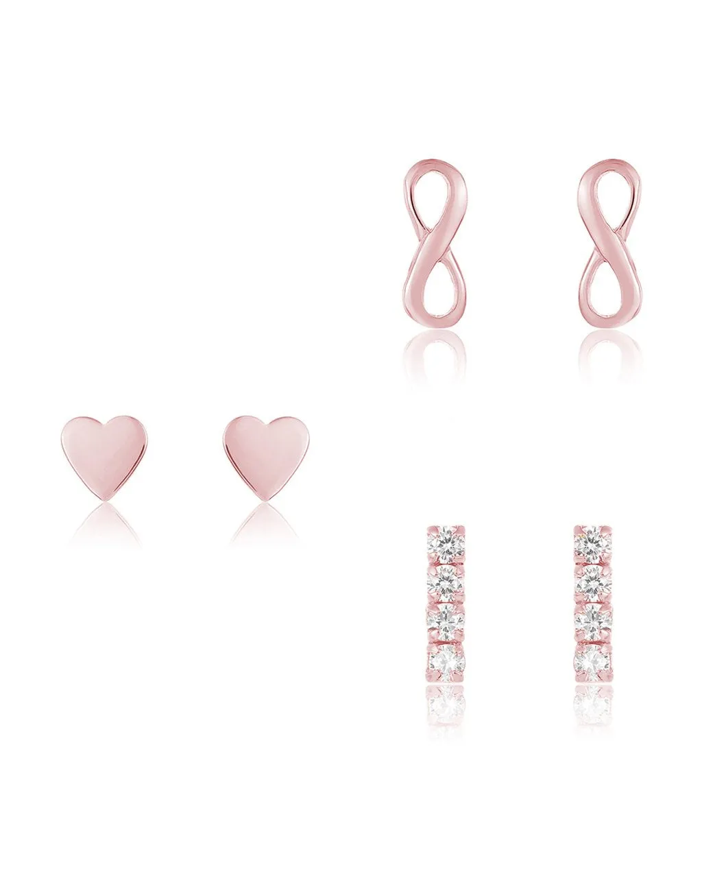 Sterling Silver Heart & Infinity Earring Set of 3