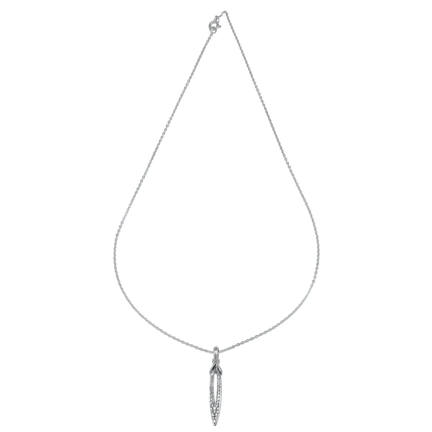 Stiletto Pavé Pendant - Sterling Silver   CZ Blanc