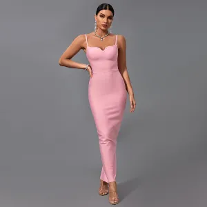 Strappy Sleeveless Plain Maxi Bandage Dress