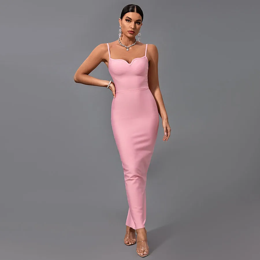 Strappy Sleeveless Plain Maxi Bandage Dress