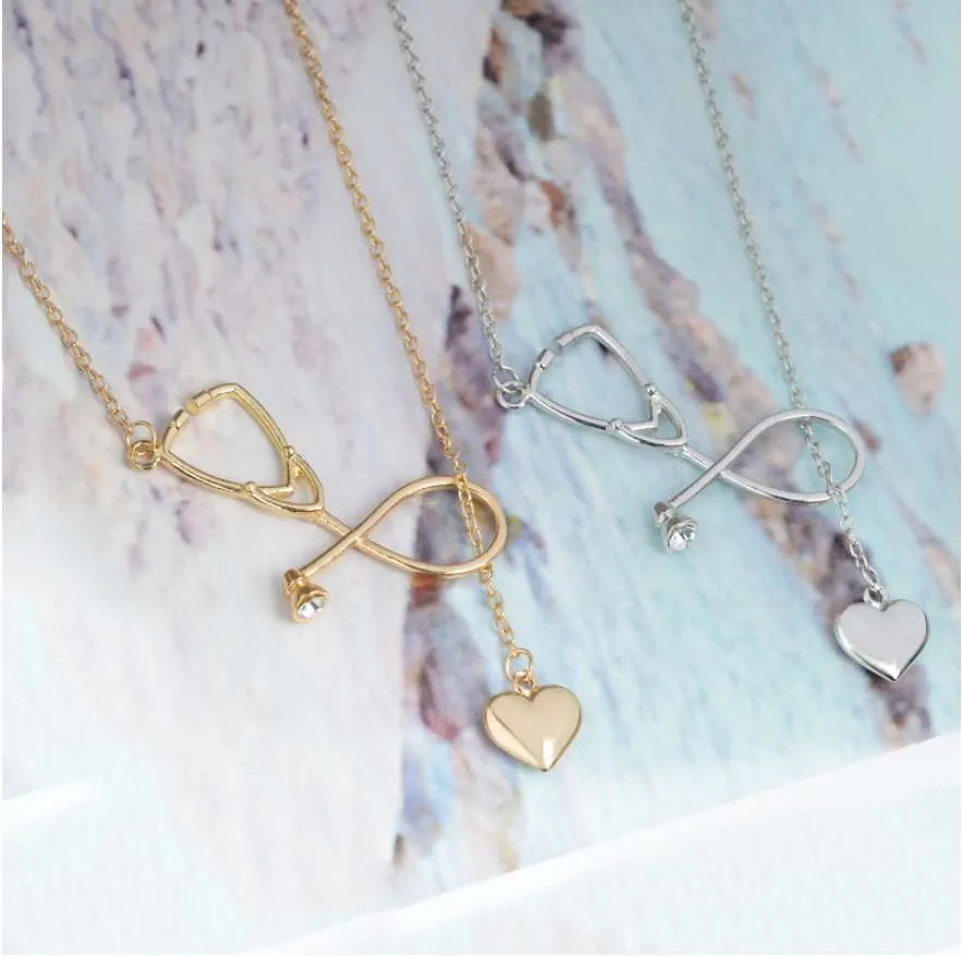 Stunning Nurse Necklace - Stethoscope & Heart Loop - Gold or Silver