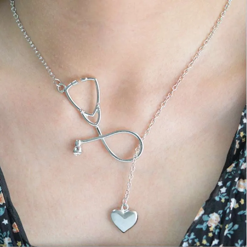 Stunning Nurse Necklace - Stethoscope & Heart Loop - Gold or Silver