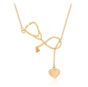 Stunning Nurse Necklace - Stethoscope & Heart Loop - Gold or Silver