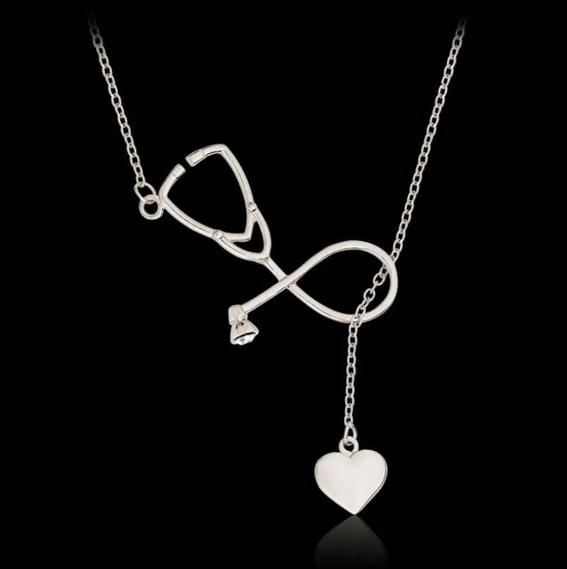 Stunning Nurse Necklace - Stethoscope & Heart Loop - Gold or Silver