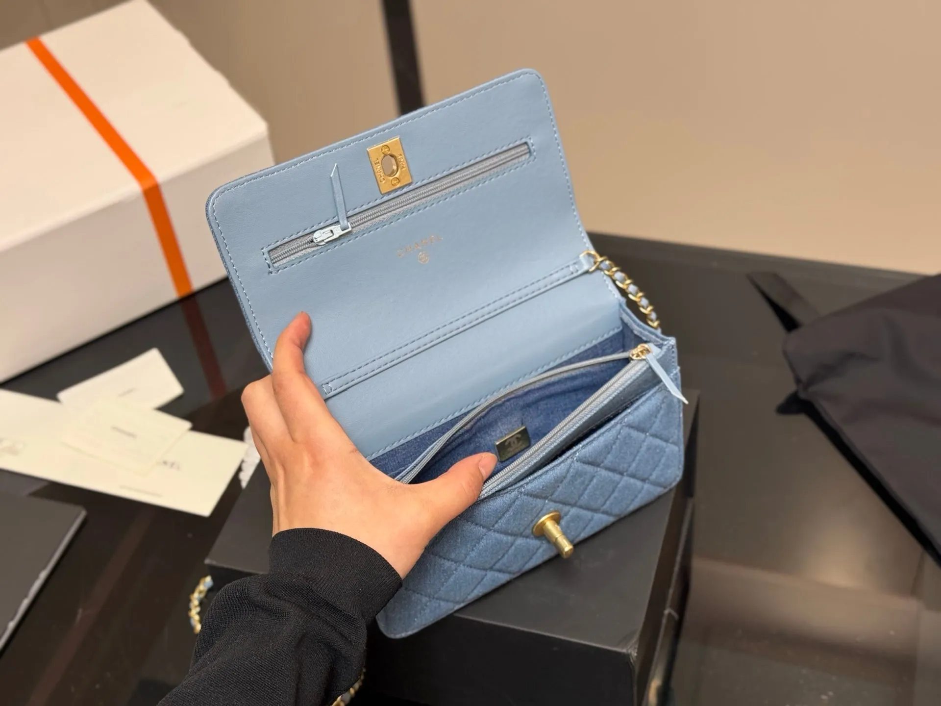 Stylish Blue Golden Ball Bag