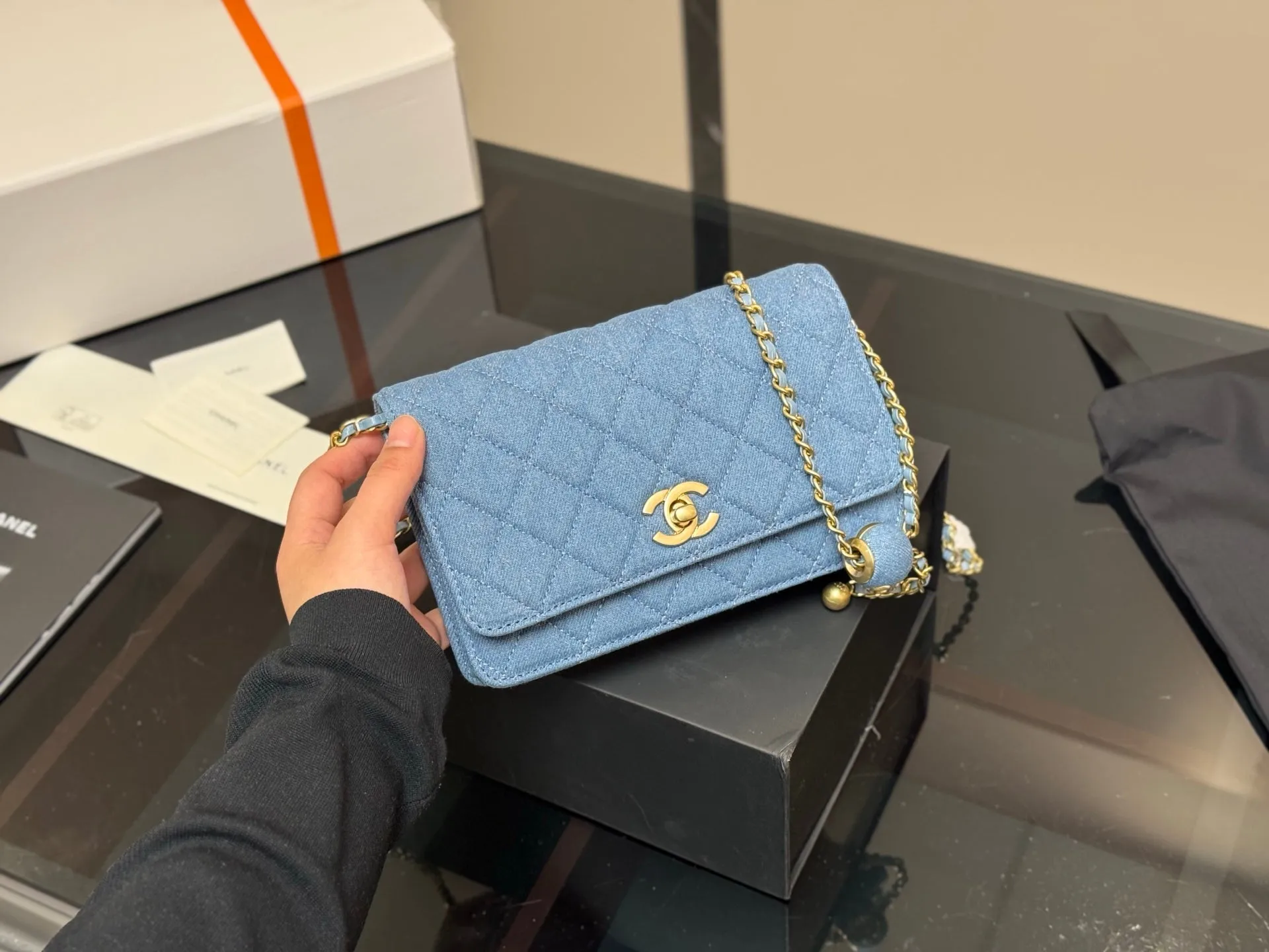 Stylish Blue Golden Ball Bag
