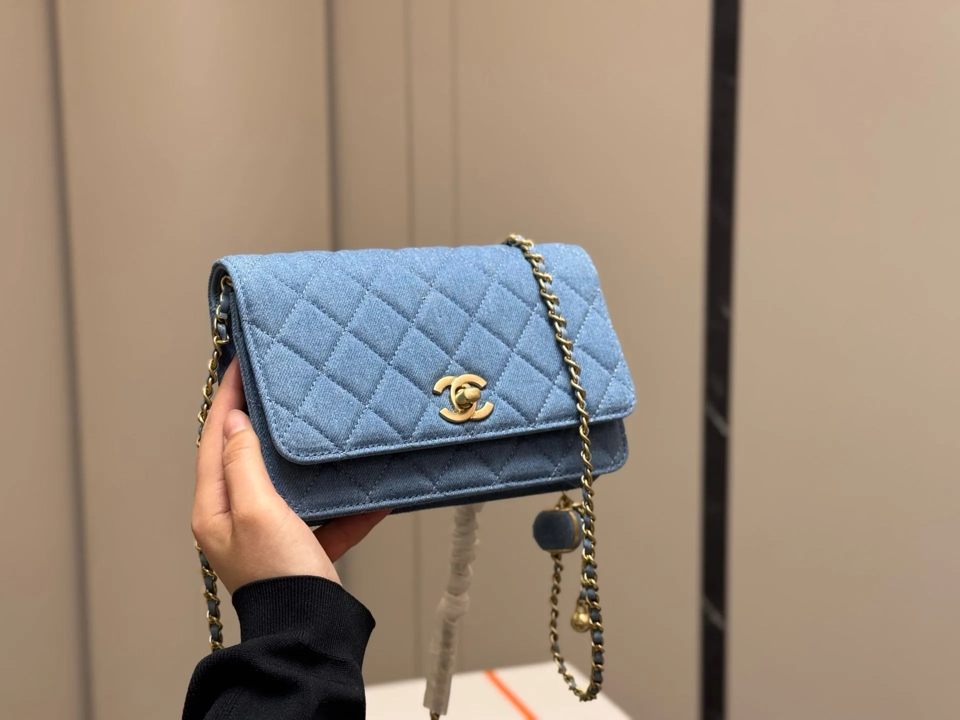 Stylish Blue Golden Ball Bag