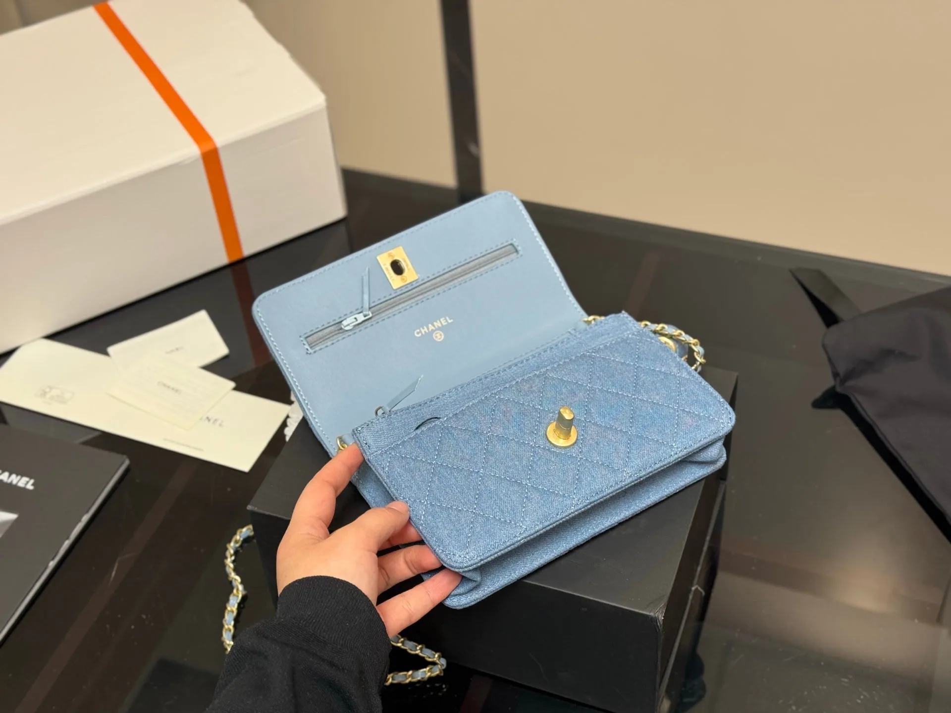 Stylish Blue Golden Ball Bag