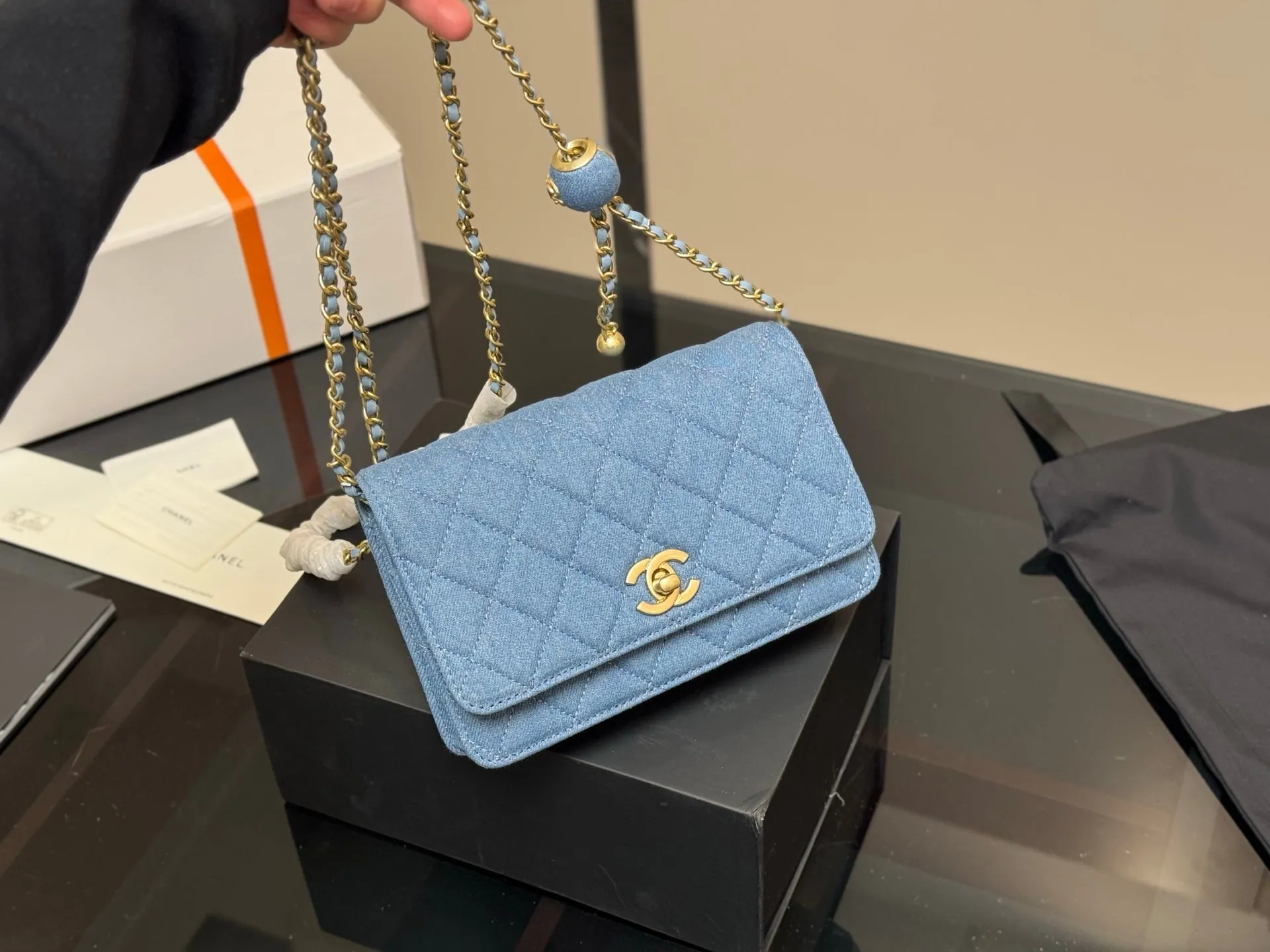 Stylish Blue Golden Ball Bag