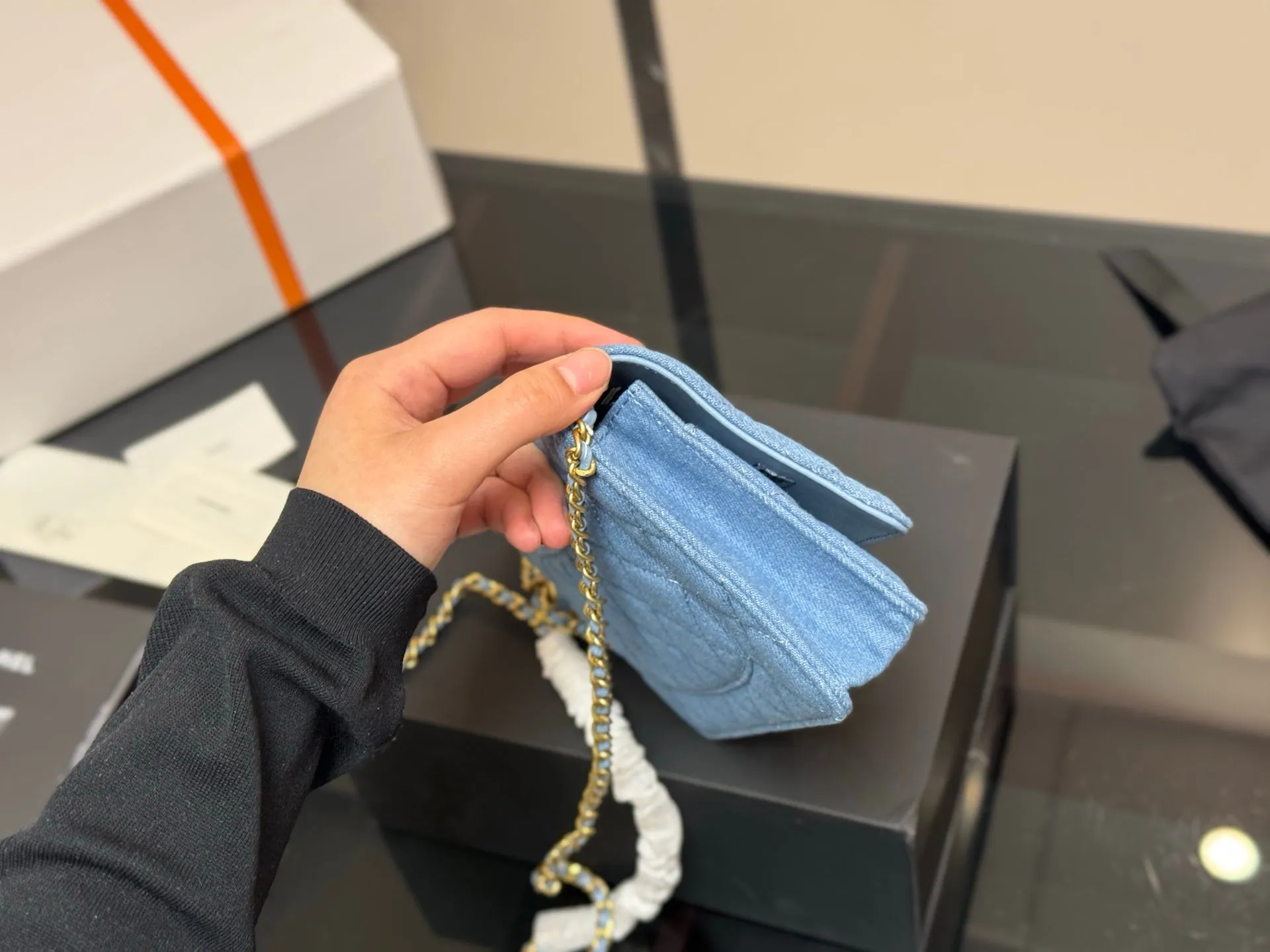 Stylish Blue Golden Ball Bag