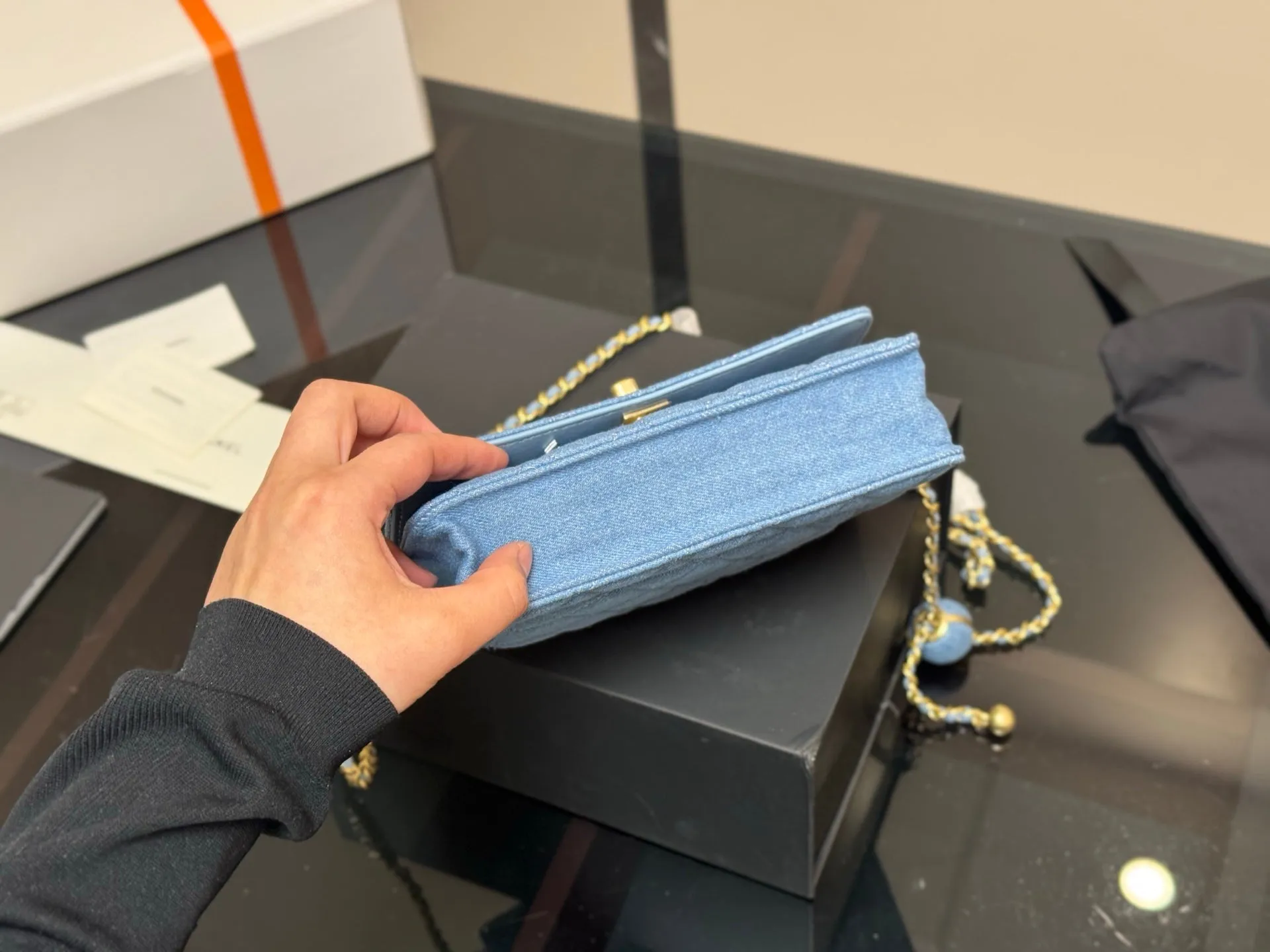 Stylish Blue Golden Ball Bag
