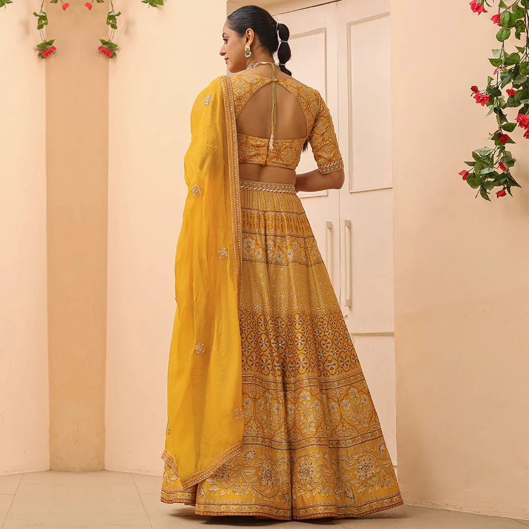 Sunrise Shimmer Yellow Lehenga Set