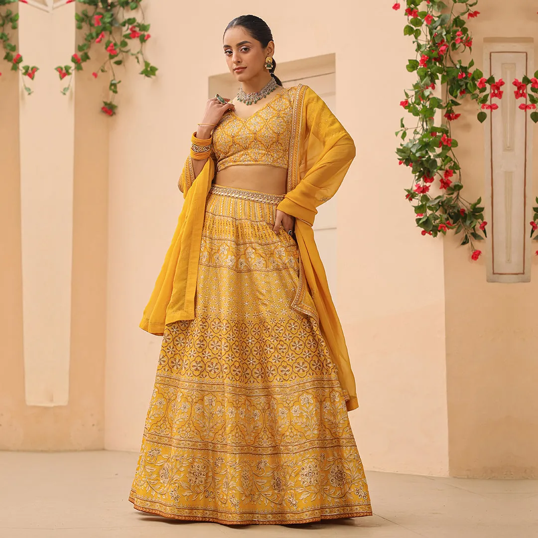 Sunrise Shimmer Yellow Lehenga Set